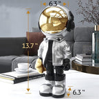 EZ4ENCE Figurine Statue Astronaut Sculpture Spaceman Decor,Sculptures Home Decor,Arts Silver Shelf Decoration,Cool Metal Mask Table Decor,Large Spaceman Figure Ornament