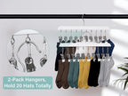 StorageWorks Hat Rack, Closet Organizer and Storage for Baseball Caps,Set of 2 with 10 Adjustable Stainless Steel Clips, Fits All Caps, White