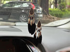 Small Dream Catcher Car Hanging Ornament, Handmade Nature Feather Boho Rear View Mirror Pendant, Car Decor Accessories Gift for Women