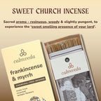 Calmveda Church Frankincense and Myrrh Incense - 80 Sticks, Charcoal Free, Handmade from Upcycled Flowers, Spiritual Healing Incense
