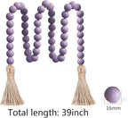 Meplait 39in Wood Bead Garland Farmhouse with Tassels,Versatile Prayer Beads Boho Chic Wall Hanging Home Decor (Purple)