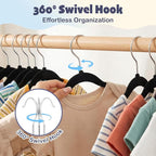 HOUSE DAY 11 Inch Velvet Baby Hangers 50 Pack Black, Premium Kids Hangers for Children/Infant/Toddler Clothes, Durable Non Slip Small Baby Felt Hanger for Closet, Ideal for Everyday Use