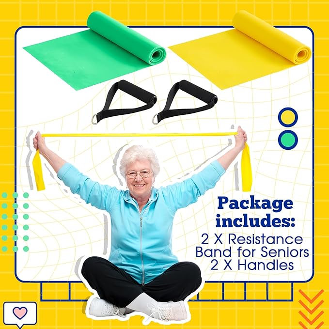 2 Pcs Resistance Band with Handles Chair Exercise Equipment for Seniors Physical Therapy Band Gifts for Elderly Women Rehab, Physical, Grandma, Grandpa