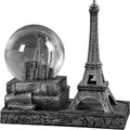 Eiffel Tower Snow Globe LED Music Crystal Home Decoration for Living Room Bedroom Book Shelf TV Cabinet Desktop Decor Statue Figurine Table Centerpieces Ornaments (A, Silver)
