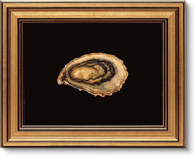 VIYYIEA Vintage Gold Framed Wall Art for Living Room, Oyster Canvas Prints Home Decor, Oil Painting Picture, Bedroom Wall Decor Gifts for Friends or Family -(10L x 8W)