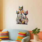 Wesiti Cat Wall Art Decor Iron Wall Sculptures Decor for Cats Lover 10.6 x 15.7 Inches Colorful Retro Mid Century Cat Signs for Home Living Room Bedroom Kitchen Office(Novel)