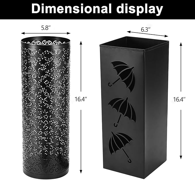 2 Pack Umbrella Stands, Metal Umbrella Holder for Entryway,Square Umbrella Rack Organizer Freestanding for Umbrellas,Walking Cane,Wrapping Paper,Hiking Poles