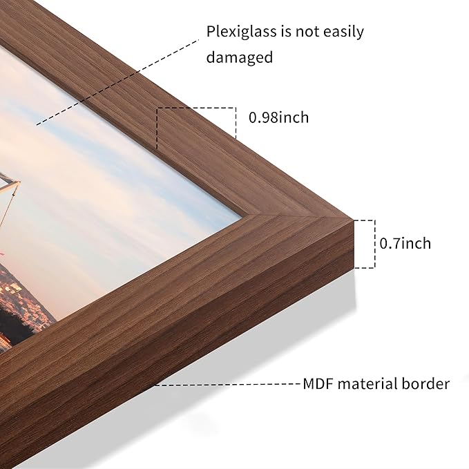 18x24 Picture Frame Brown Set of 3, Display Pictures 16x20 with Mat or 18 x 24 Without Mat, Poster Frames 18x24 for Wall Hanging Horizontal and Vertical