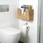 Hanging Magazine Basket for Mail Book File - Woven Wall Magazine Holder Storage for bathroom Kitchen Office - Water Hyacinth Farmhouse Storage