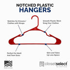 Plastic Hangers 50 Pack - Space Saving Clothes Hangers, Made in USA, Durable & Strong Plastic Shirt & Coat Hanger with Notches & Shoulder Grooves, Non-Slip Clothing Hangers | Red Engine