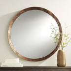 Uttermost Tortin Round Vanity Decorative Wall Mirror Rustic Vintage Multi-Tonal Hammered Jagged Metal Frame 34" Wide Decor for Bathroom Bedroom Living Room Home House Office Entryway