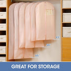 Dress Bags for Gowns, 65'' Pink Garment Bags for Hanging Clothes, Dress Garment Bag Women, Long Dress Cover with Clear Window for Dresses, Coats, Uniforms（2 Pack）