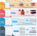 6Pack Thickened Space Saver Vacuum Storage Bags for Clothes with Hand Pump, (2 Jumbo+2 Large+2 Medium) Vacuum Sealed Bags for Clothing, Comforters and Blankets