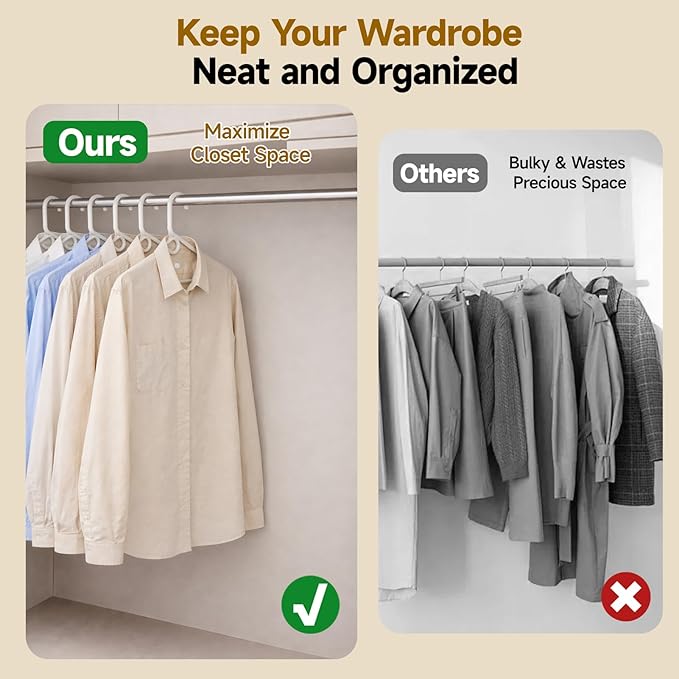White Plastic Hangers 30 Pack, Heavy Duty Clothes Hangers for Standard Size Hangers with Center Hook & Non-Slip Pants Bar for Shirts, Pants, Coat, Dresses, Jackets, Scarves and Belts