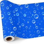 Hahafelt 1.3x39 ft Fabric Bulletin Board Roll Ocean Bubbles Bulletin Board Blue Non-Woven Reusable Waterproof Erasable Wrinkle Resistant Fabric Roll for Background Decor DIY Craft