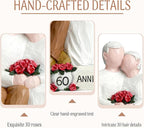 60th Wedding Anniversary Couple Figurine Gift for Parents, Happy 60th Anniversary Decoration, Diamond Wedding Keepsake Statue for Husband Wife, 60 Years Marriage Gift for Couple