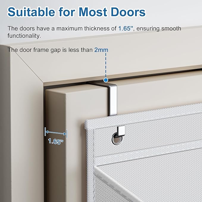 SLEEPING LAMB Narrow Over the Door Shoe Organizer for Closet, 2 Packs Shoe Racks for Door with Mesh & Deep Pockets, Hanging Sneakers Holder to Storage Boots, White