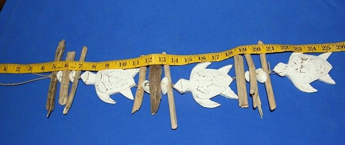 Natural Driftwood Beach Mobile, Coastal Wood Sea Turtle Fish - Beach Gems - 6 mobiles
