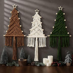 HunnmingRe 3 Pcs Large Macrame Christmas Tree Macrame Christmas Wall Decoration Hanging Ornaments Boho Wall Decor for Party Supplies (Beige,Brown and Army Green)