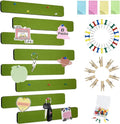 Vuzvuv 8 pcs Bulletin Board Bar Strips with 50 Pushpins & 10 Wooden Clip pins，Self Adhesive Cork Board for Wall，Felt Pin Board for School，Office Decor(Olive Green)