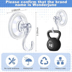 Wonderjune 6 Pcs Wreath Door Hanger Clear Heavy Duty Suction Cup Hooks 11 lb Removable Reusable Window Glass Door Wreath Holder for Christmas Kitchen Shower Bathroom Decorations