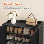 HOOBRO Shoe Cabinet, 5-Tier Shoe Storage Organizer with Doors, Wooden Shoe Cabinet Storage for Entryway, Freestanding Shoe Rack Cabinet with 3 Adjustable Shelves for Hallway, Gold and Black DB41SC01