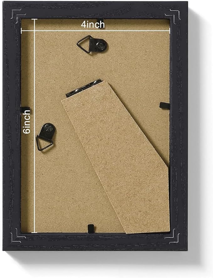 Vittanly 4x6 Picture Frames Set of 9, Display 3.5x5 Pictures with Mat or 4x6 without Mat, Photo Frames for Wall or Tabletop with Plexiglass, Engineered Wood, Black&Brown&Distressed White