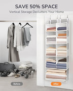 ULG Over the Door Organizer, 5-Tier Extra Large Hanging Storage with 10 Mesh Pockets, 100 lbs Capacity, Heavy Duty Door Organizer for Closet, Bedroom, Nursery Light Grey