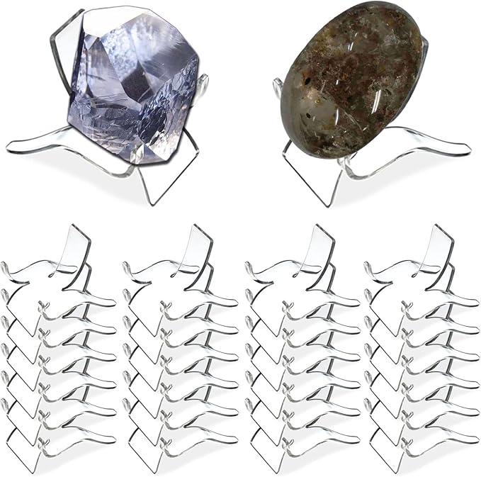(24 PCS）Display Stand,Acrylic Rock Display stands,Clear Display Easel Stands Pedestal for Crystal Geodes Rock Mineral Agate Fossil Coral crystal/gemstone Small Collectibles Display Stands (Large)