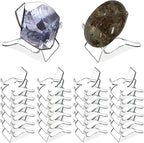 (24 PCS）Display Stand,Acrylic Rock Display stands,Clear Display Easel Stands Pedestal for Crystal Geodes Rock Mineral Agate Fossil Coral crystal/gemstone Small Collectibles Display Stands (Large)