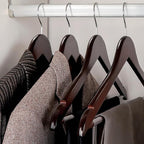 TOPIA HANGER Wooden Coat Hangers 30 Pack, Cherry Wood Suit Hangers with Non Slip Pants Bar, 360° Swivel Hook and Shoulder Notches for Camisole, Jacket, Pants, Smooth Finish Clothes Hangers - CT34M30