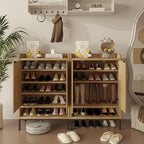 Modern Shoe Cabinet with Fluted Door,5-Tier Farmhouse Shoe Cabinet with 3 Adjustable Shelves,41.5'' Tall Wooden Shoe Rack Organizer Cabinet for Entryway, Hallway,Living Room,Natural