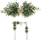 Greenery Swag, 24inch Artificial Olive Branches Swags with Bow, Summer Eucalyptus Wreath for Wedding Arch Party Wall Home Garden Decorations