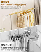 Heavy Duty Garment Rack, Metal Clothes Rack Load 450 LBS, Rolling Clothing Racks for Hanging Clothes with Lockable Wheels, Wardrobe Closet Coat Racks for Bedroom, Silver