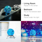 H&D HYALINE & DORA 40mm Crystal Ice Cracked Ball Paperweight,Blue Glass Ball,Crystal Fengshui Sphere for Home Wedding Office Fish Tank Decor