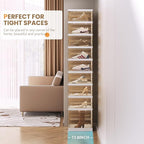 Shoe Rack Organizer for Closet Entryway Foldable Sneaker Storage Shoe, Collapsible Shoe Cabinet, Stackable Shoe Storage Cabinet with Lids for Living Room (9 Tiers -18 Pairs Transparent)