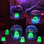 12 Sets Valentine Clear Plastic Snow Globes Kit with Heart Bear, Heart Sequins Flakes, Glue Guns for Wedding DIY Snow Globes Craft Gifts for Her Women (Halloween)