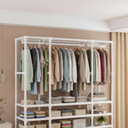 Portable Closet,Portable Closets for Hanging Clothes,Japanese Style Wardrobe Clothing Rack with 2 Drawers,1 Hanging Rods and 2 Storage Shelves,27.5" L x 17.7" W x 65.1" H,White