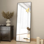 BEAUTYPEAK Full Length Mirror 64"x21" Nano Glass, Standing Rectangle Floor Mirrors Body Dressing Wall-Mounted for Living Room, Bedroom, Black