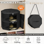 Hat Box for Travel & Home Closet Storage, Side Reinforced Octagonal Case, Crush-proof, Dust-proof for Cowboy, Panama & Fedora Hats, Black