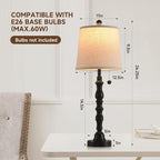 Terpsichore Lamps Set of 2 Modern Farmhouse Table Lamp Bedside Reading Lamps Living Room End Tables Set Lamps for Night Stands Bedroom Night Lamp,High 26.25 Inch, (Black, High 26.25 inches)