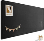 Large Bulletin Board, 60 X 35 Inches Felt Cork Board with 40 Pushpins, Foldable Felt Notice Pin Board Photo Display Board with Self-Adhesive Tape for Office Home School (Black, 60x35 inch)