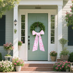 Pink French Toile Wreath Sash - 2 Pcs Sashes for Wreath Front Door Baby Shower Wedding, Rustic Wreaths Sash for Embroidery Monogram Garland Indoor Outdoor