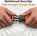 Memory Foam Mattress Vacuum Bag, Heavy-Duty Mattress Storage Bag for Moving and Transport, Mattress Compression Bag with Straps & Dual-Zip Seal (Orange Straps, Twin/Twin XL)