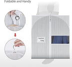 Univivi 60 Inch Lightweight Garment Bag for Hanging Clothes, Full Zipper Dress Bags for Gowns Dress Cover with Clear Window and ID Card Holder for Suits, Long Dress, Coats, 10 Pack, White