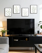 Drsoum Botanical Plant Framed Wall Art Boho Wall Decor for Bathroom Sage Green Eucalyptus Leaf Prints Minimalist Aesthetic Ready to Hang Set of 4, 8x10 in (Black Framed)