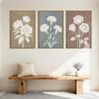 BINCUE Extra Large Neutral Botanical Wall Art Floral Painting Flower Print Flower Artwork Floral Wall Decor Flowers Wall Pictures for Living Room Bedroom Bathroom Dining Room Farmhouse 24x36 Inches 3 Piece Gift