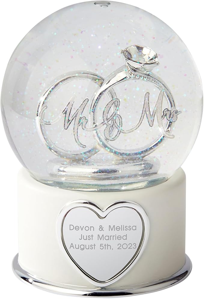 THINGS REMEMBERED Engagement Mr. & Mrs. Wedding Ring Snow Globe (Free Customization)