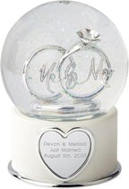 THINGS REMEMBERED Engagement Mr. & Mrs. Wedding Ring Snow Globe (Free Customization)