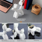 Notakia Cute Ceramics White Balloon Dog Statue Crafts Living Room Desktop Decorations,Handmade Modern Small Ceramic Animal Statue Ornament Home Decor Accents (White, Small)